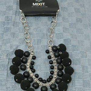 MixIt Jet Collection Necklace Silver Tone & Black